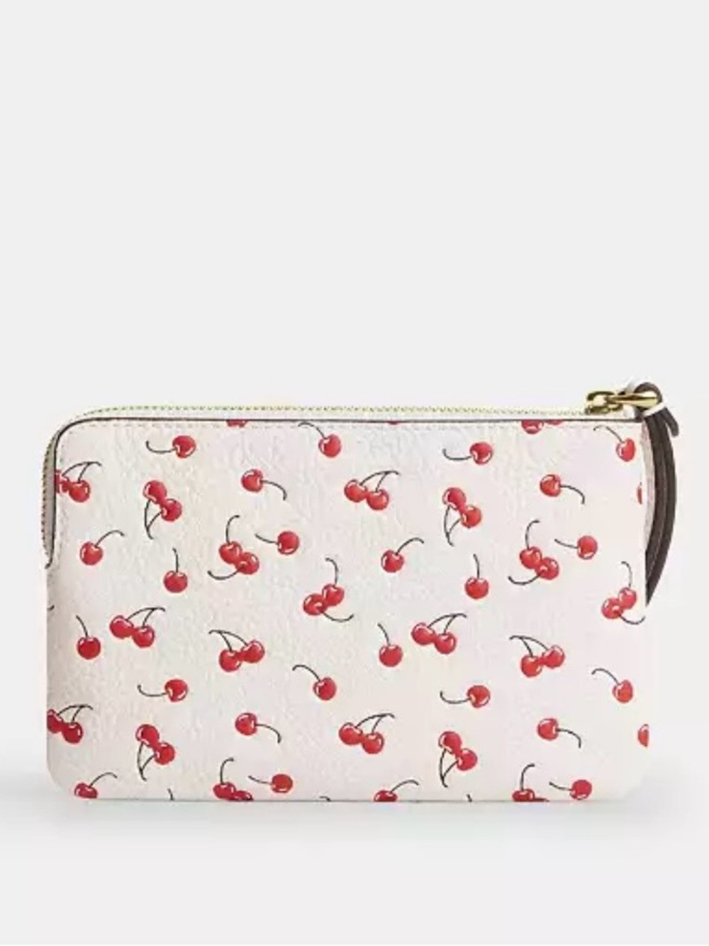 Coach White Cherry Print Wristlet with Gold Logo - Picture 3 of 6